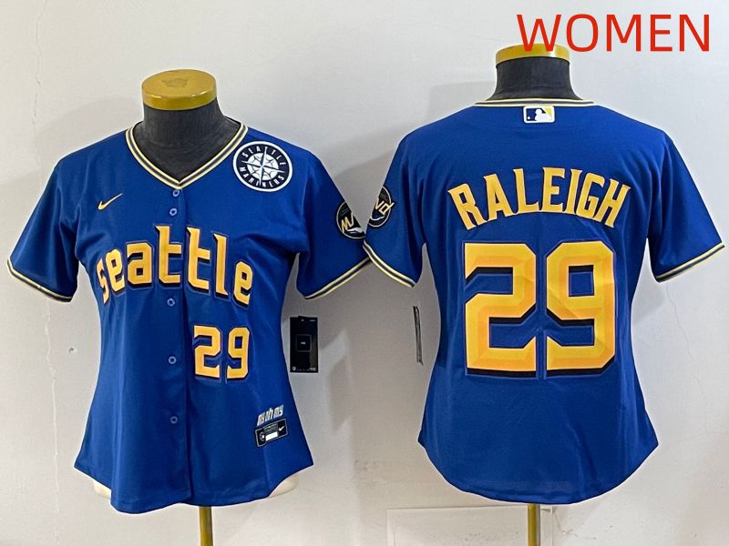 Women 2025 Seattle Mariners 29 Raleigh Blue City Edition Nike MLB Jersey style 5